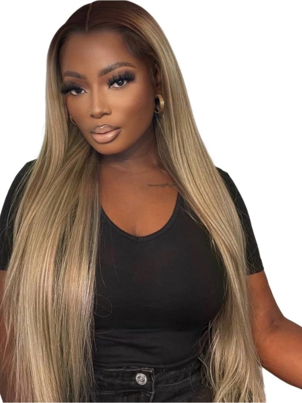 Long Straight Blonde Lace Front Wig - Sleek Natural Finish
